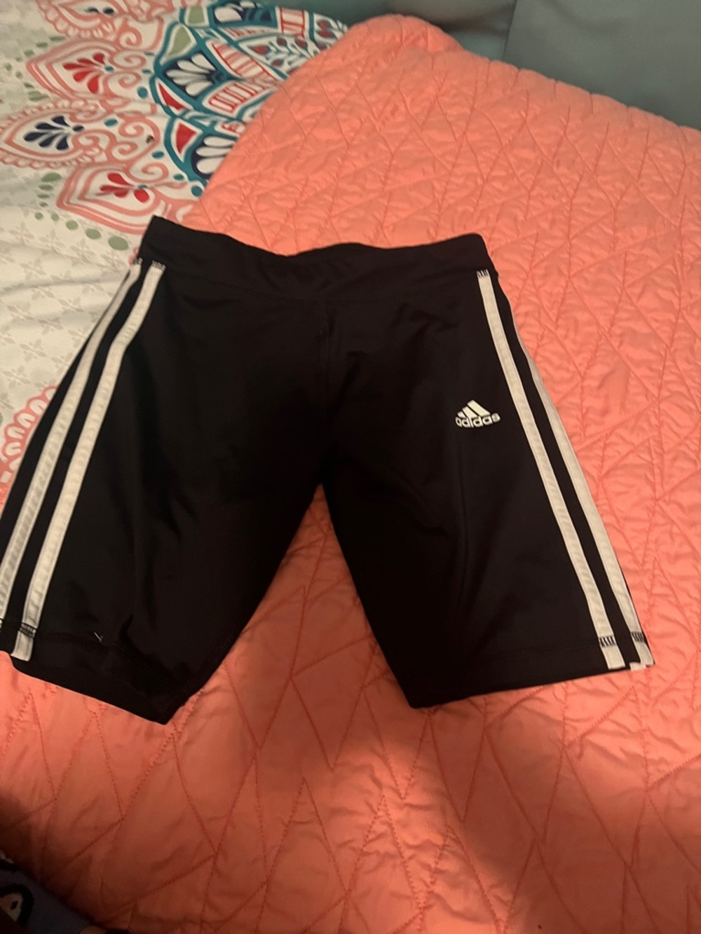 adidas Black Shorts with White Three-Stripes